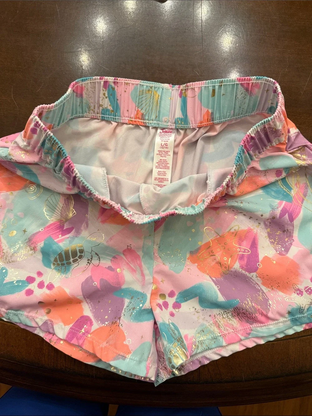 Justice Mint & Pastel Multi Ruffle Tankini with Printed Swim Shorts